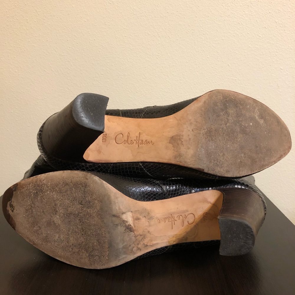 Cole Haan Leather Snakeskin Harper Heeled Boots - Picture 7 of 11